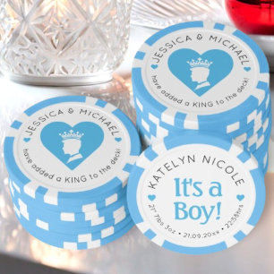 Custom Baby Boy Birth Ankündigung Personalisiert Pokerchips