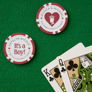 Custom Baby Boy Birth Ankündigung Personalisiert Pokerchips