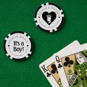 Custom Baby Boy Birth Ankündigung Personalisiert Pokerchips