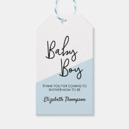 Custom Baby Boy Blue Modern Diagonal Baby Dusche Geschenkanhänger