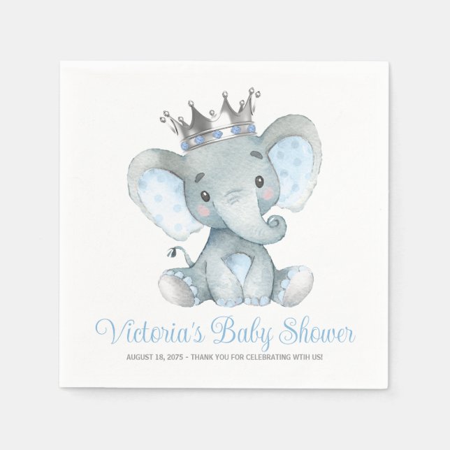 Custom Baby Boy Elephant Baby Dusche Serviette (Vorderseite)