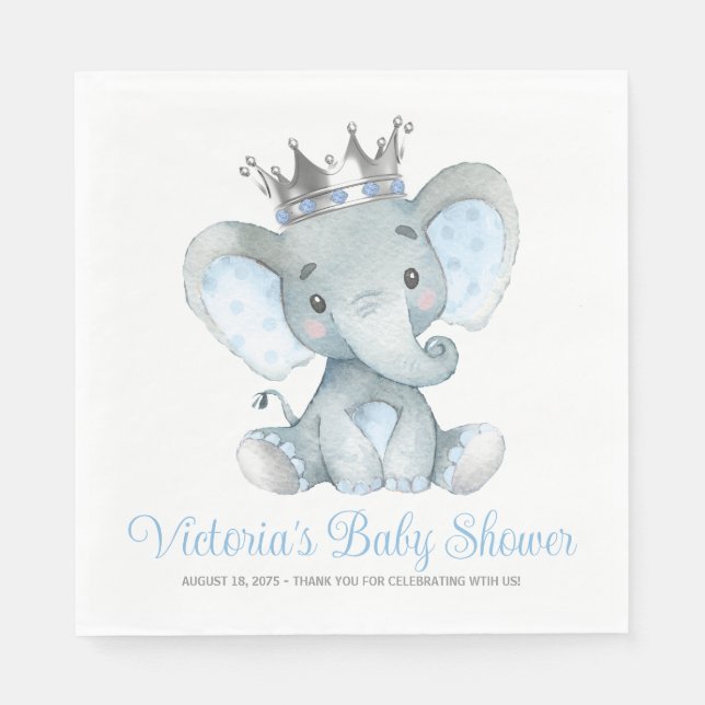 Custom Baby Boy Elephant Baby Dusche Serviette (Vorderseite)