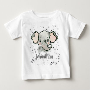 Custom Baby Boy Name Kleiner Niedlicher Elefant T-shirt
