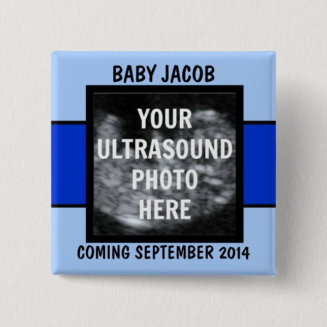 Custom Baby Boy Ultrasound Foto Button (Vorderseite)