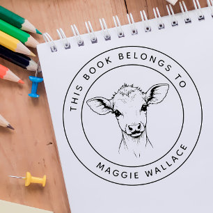 Custom Baby Calf Dieses Buch gehört zum Namen des Gummistempel