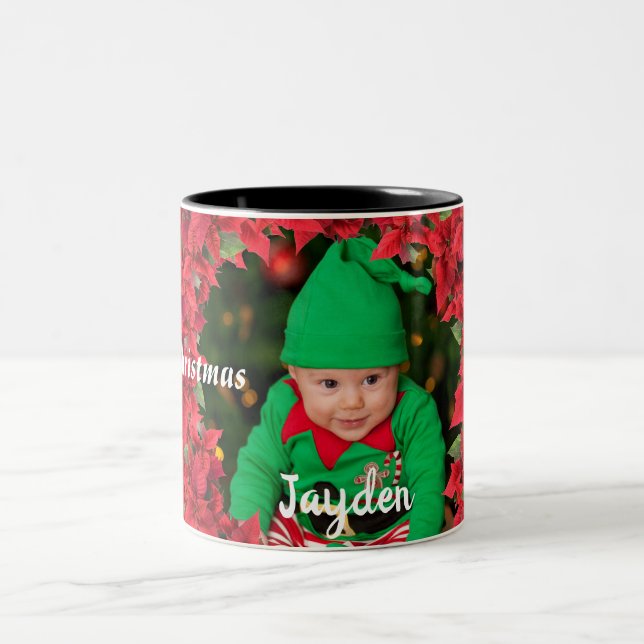 Custom Baby/Child Foto Christmas Zweifarbige Tasse (Mittel)