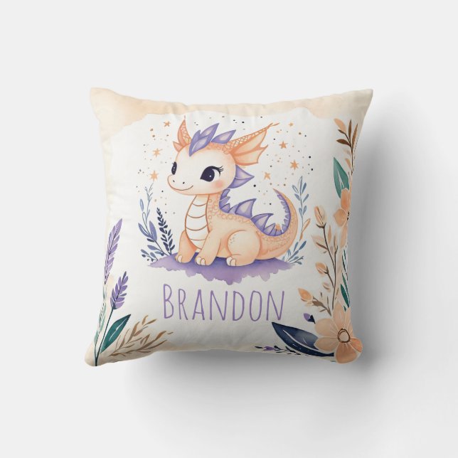 Custom Baby Dragon Pillow Boho Blumendesign - Kissen (Rückseite)
