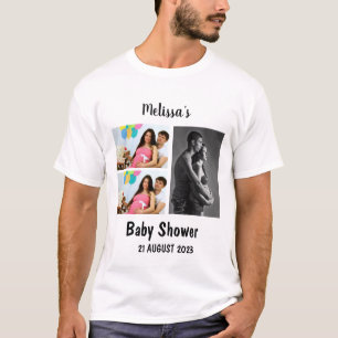 Custom Baby Dusche 3 Foto Collage T-Shirt