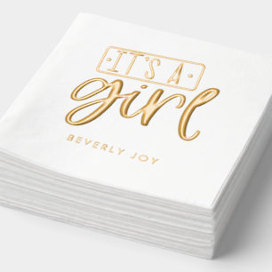 Custom Baby Dusche Es ist ein Girl Gold Foil Napki Servietten Mit Folie
