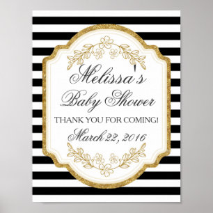 Custom Baby Dusche Schild, Black Gold, Welcome Pos Poster