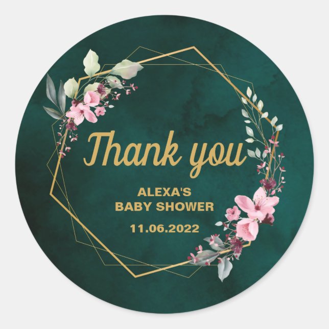 Custom Baby Dusche Vielen Dank Runder Aufkleber (Vorderseite)
