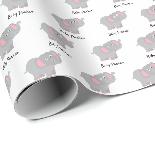 Custom Baby Elephant Baby Dusche Geschenkpapier (Rolleneckpunkt)