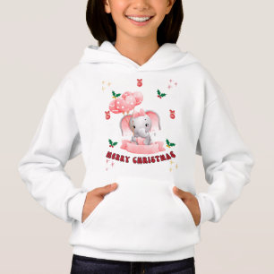 Custom Baby Elephant Girl's Christmas Hoodie