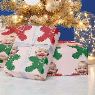 Custom Baby Face Foto Gingerbrett Männer Weihnacht Geschenkpapier