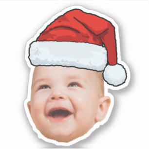 Custom Baby Face Foto Weihnachtsmannmütze Weihnach Aufkleber