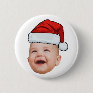 Custom Baby Face Foto Weihnachtsmannmütze Weihnach Button
