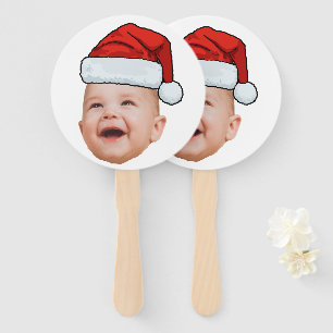 Custom Baby Face Foto Weihnachtsmannmütze Weihnach Fächer