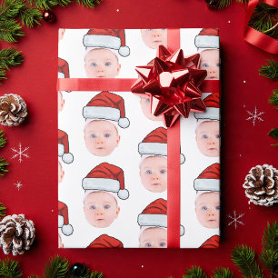 Custom Baby Face Foto Weihnachtsmannmütze Weihnach Geschenkpapier