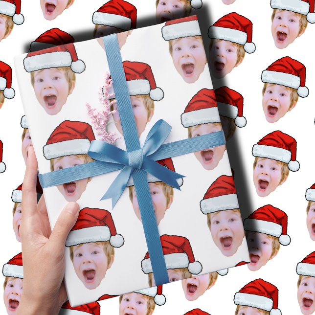 Custom Baby Face Foto Weihnachtsmannmütze Weihnach Geschenkpapier (Von Creator hochgeladen)