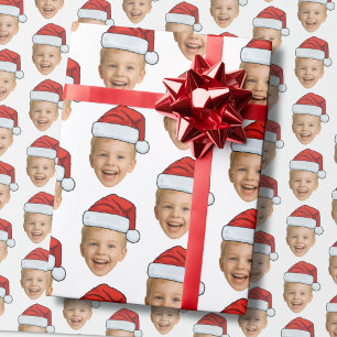 Custom Baby Face Foto Weihnachtsmannmütze Weihnach Geschenkpapier