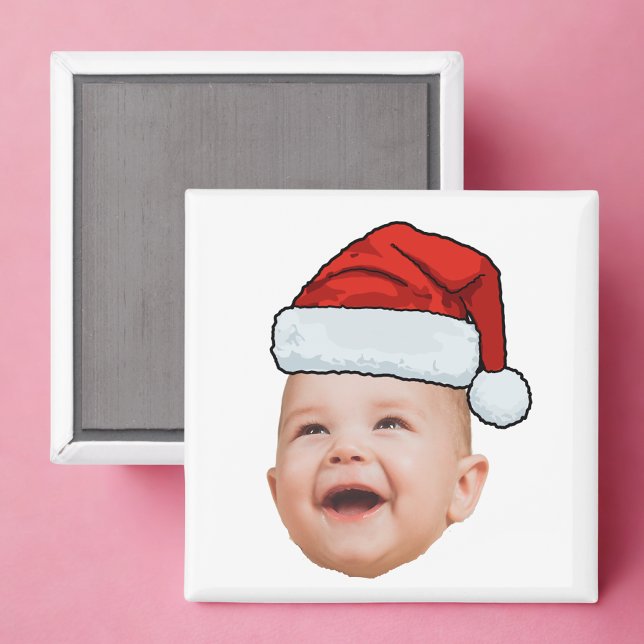 Custom Baby Face Foto Weihnachtsmannmütze Weihnach Magnet (Von Creator hochgeladen)