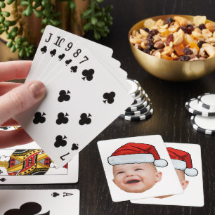 Custom Baby Face Foto Weihnachtsmannmütze Weihnach Spielkarten