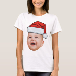 Custom Baby Face Foto Weihnachtsmannmütze Weihnach T-Shirt