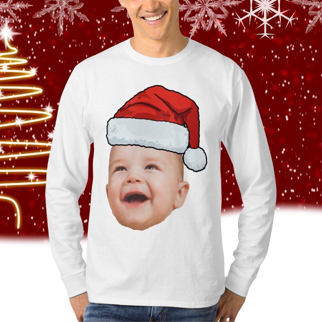 Custom Baby Face Foto Weihnachtsmannmütze Weihnach T-Shirt (Von Creator hochgeladen)