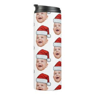 Custom Baby Face Foto Weihnachtsmannmütze Weihnach Thermosbecher