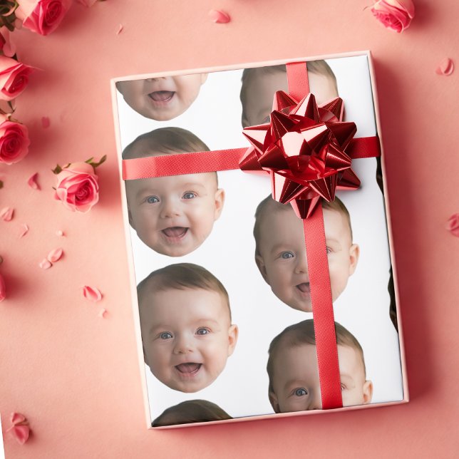 Custom Baby Face, Funny Custom Foto Geschenkpapier (Von Creator hochgeladen)