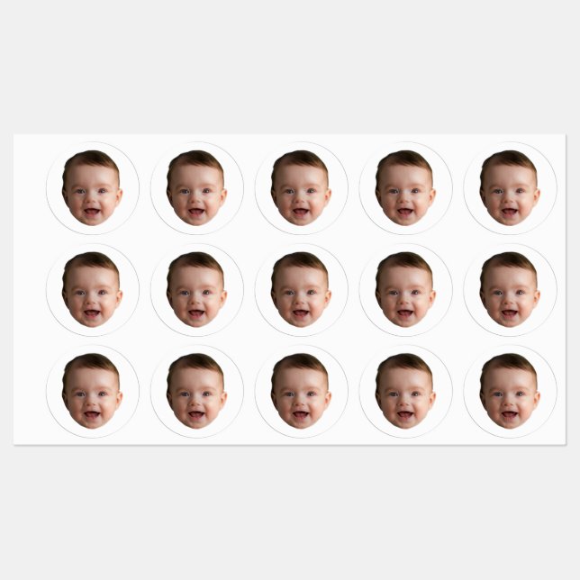 Custom Baby Face, Funny custom photo Etiketten (Blatt)