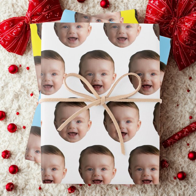 Custom Baby Face, Funny custom photo Geschenkpapier Set (Von Creator hochgeladen)