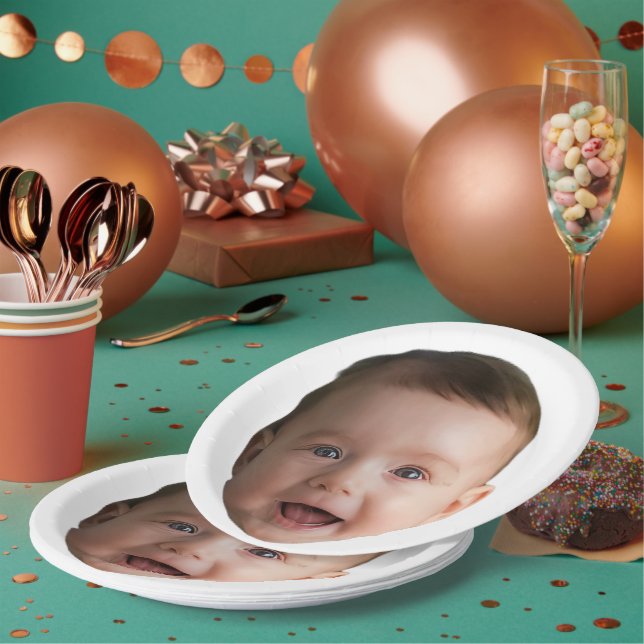 Custom Baby Face, Funny custom photo Pappteller (Multi)