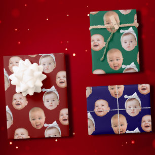 Custom Baby Face Gift Wrap   Baby Face 3 Fotos Geschenkpapier Set