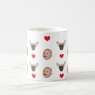 Custom Baby Face Hunde Gesicht Mama Vater Geburtst Kaffeetasse