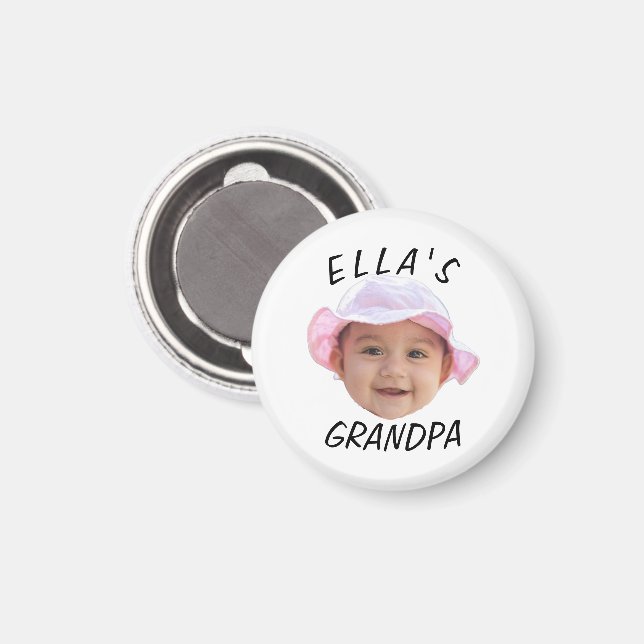 Custom Baby Face Photo Text Grandpa Magnet (Vorderseite/Rückseite)