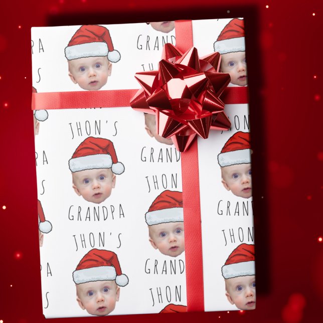 Custom Baby Face Weihnachtsmannmütze Weihnachts-Fo Geschenkpapier (Von Creator hochgeladen)