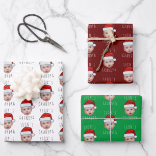 Custom Baby Face Weihnachtsmannmütze Weihnachts-Fo Geschenkpapier Set