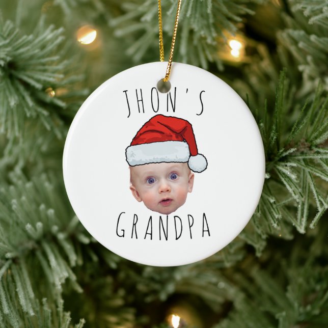Custom Baby Face Weihnachtsmannmütze Weihnachts-Fo Keramik Ornament (Baum)