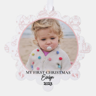 Custom Baby First Christmas Keake Ornament Karte