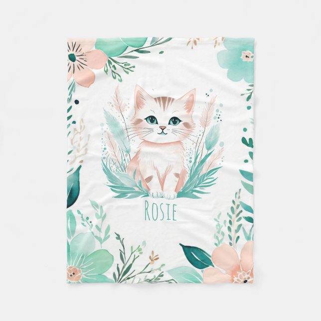 Custom Baby Fleece Blanket Boho Kitten Design (Vorderseite)