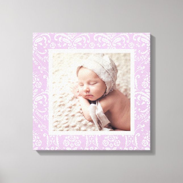 Custom Baby Foto and Damask Border Kinderzimmer Ar Leinwanddruck (Vorderseite)