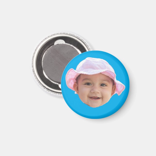 Custom Baby Foto, Baby Foto Gesicht blau Magnet (Vorderseite/Rückseite)
