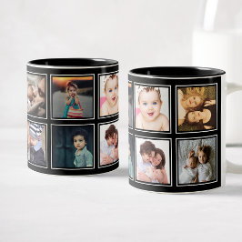 Custom Baby Foto Collage Elegante Moderne Schwarz Zweifarbige Tasse