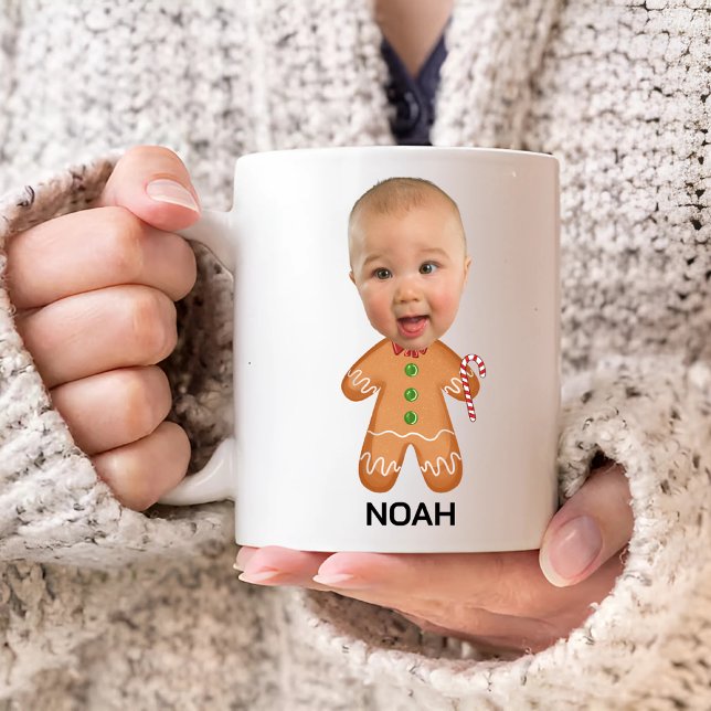 Custom Baby Foto Face Funny Christmas Lebkuchen Kaffeetasse (Von Creator hochgeladen)