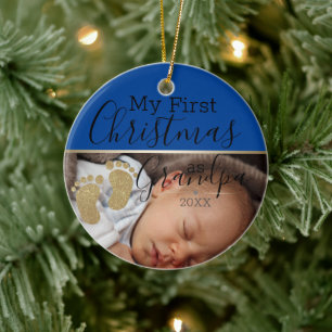Custom Baby Foto First Christmas als Opa Keramik Ornament