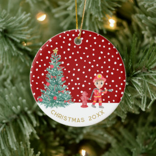 Custom Baby Foto Keepake Fireman Weihnachtsbaum Keramik Ornament