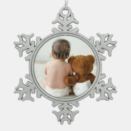 Custom Baby Foto Mein erstes Weihnachts-Gold-Scrip Schneeflocken Zinn-Ornament