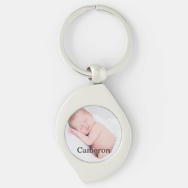 Custom Baby Foto Name Schloss personalisiert Schlüsselanhänger (Vorderseite)