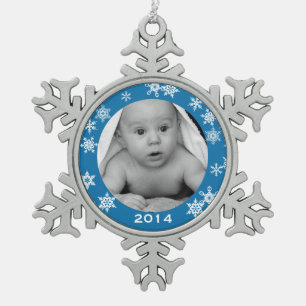 Custom Baby Foto Snowflake Weihnachtsschmuck Schneeflocken Zinn-Ornament